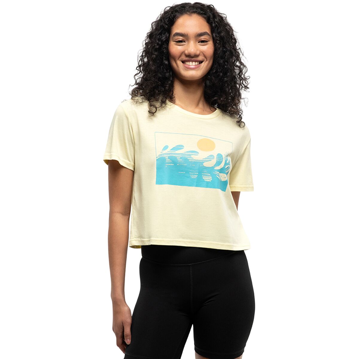 Image of Tentree Seaforestation Crop T-Shirt - Women's Sunray/Sea Blue, L