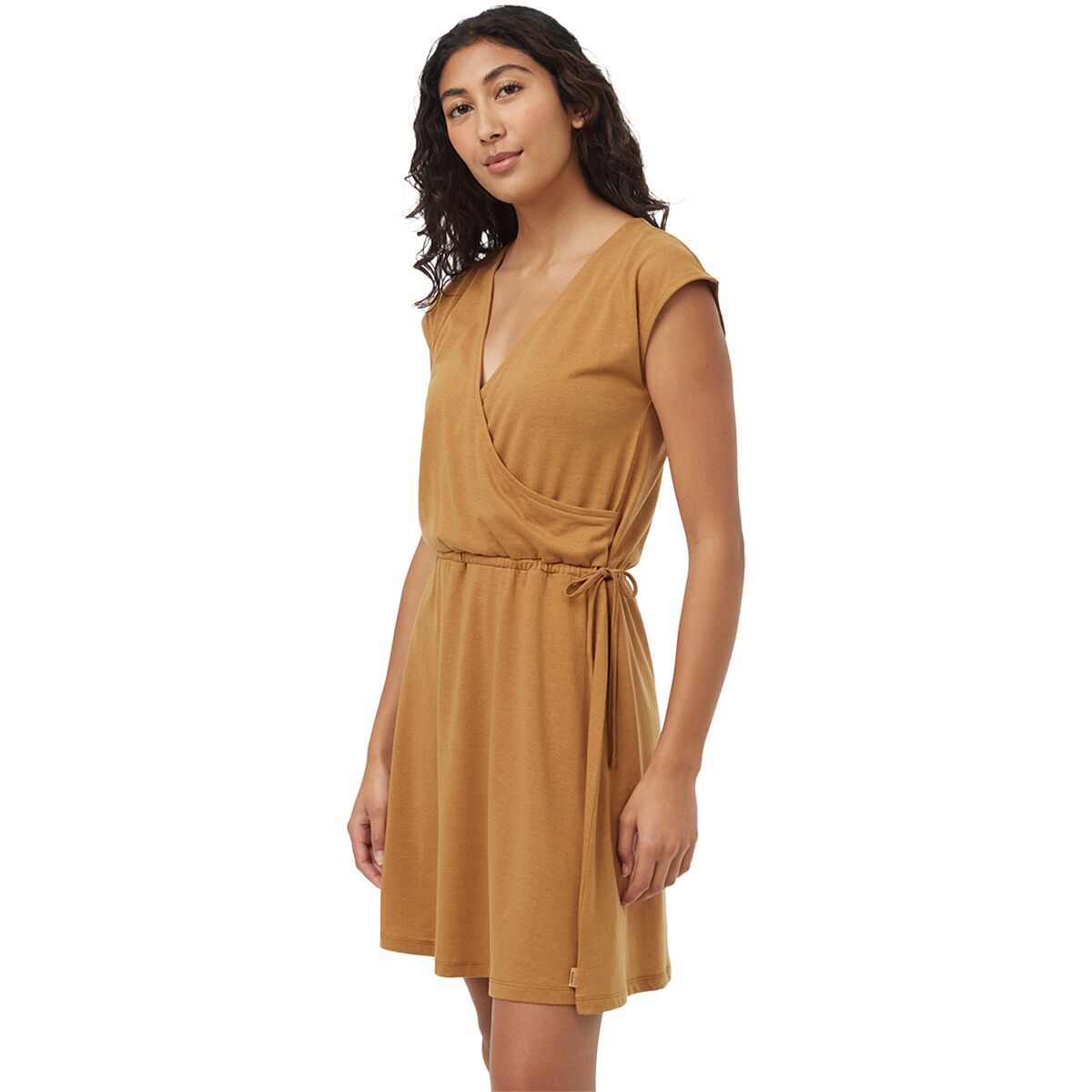 Image of Tentree TreeBlend Wrap Front Dress - Women's Golden Brown, L