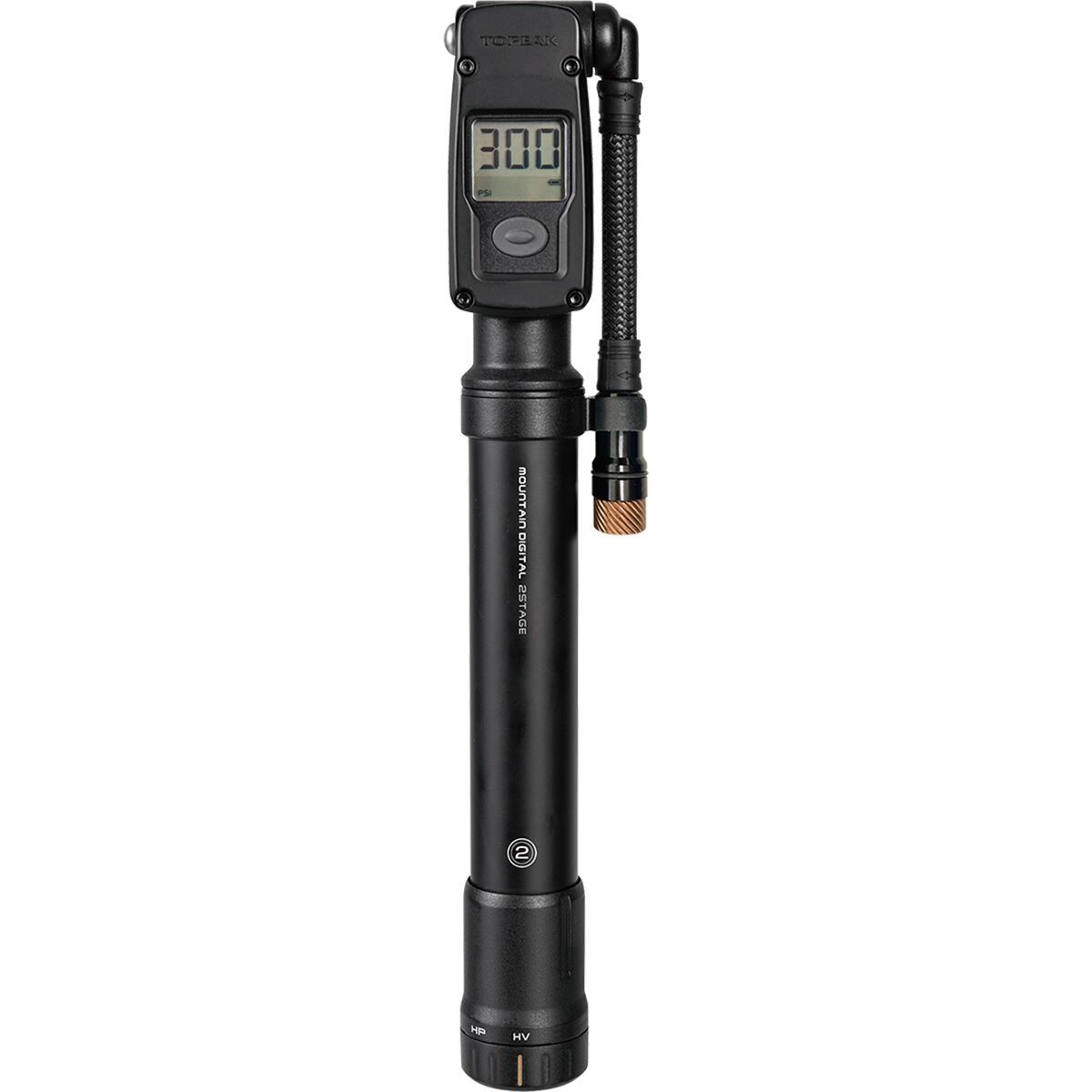 Image of Topeak Mountain 2Stage Digital 2-IN-1 Tire + Shock Mini Pump Black, One Size
