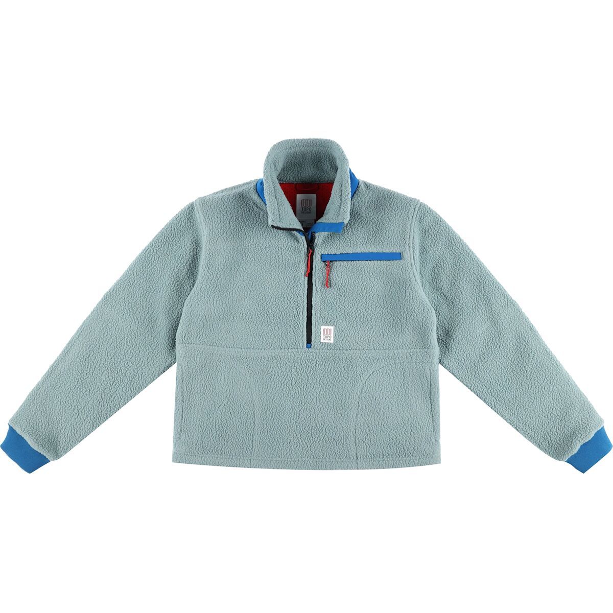 Topo Designs Mountain Fleece Pullover - Women's Slate Blue/Light Mint, L
