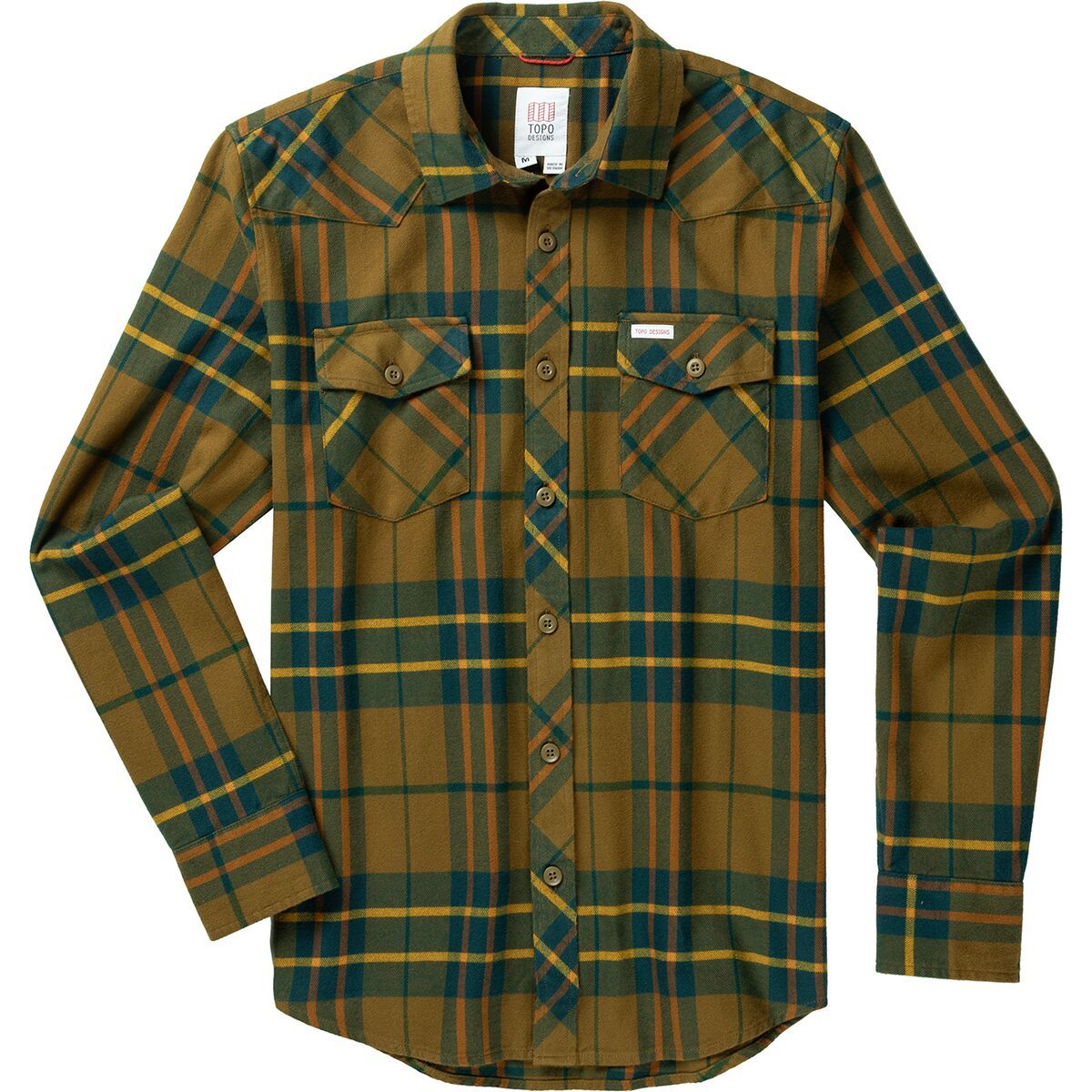 Image of Topo Designs Mountain Plaid Shirt - Men's Dark Khaki Multi Plaid, M
