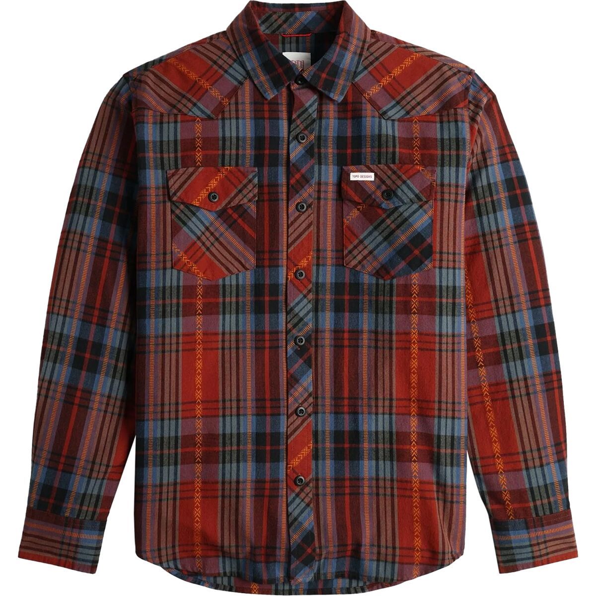 Image of Topo Designs Mountain Plaid Shirt - Men's Fire Brick Multi Plaid, S