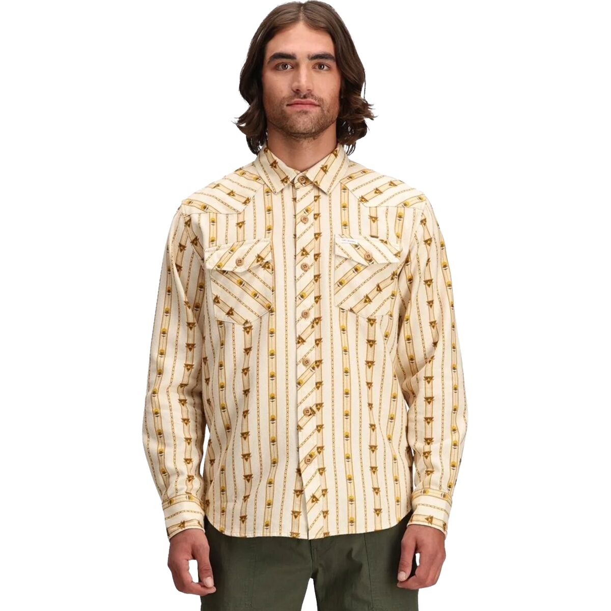 Image of Topo Designs Mountain Plaid Shirt - Men's Mountain Angle Bone White, S