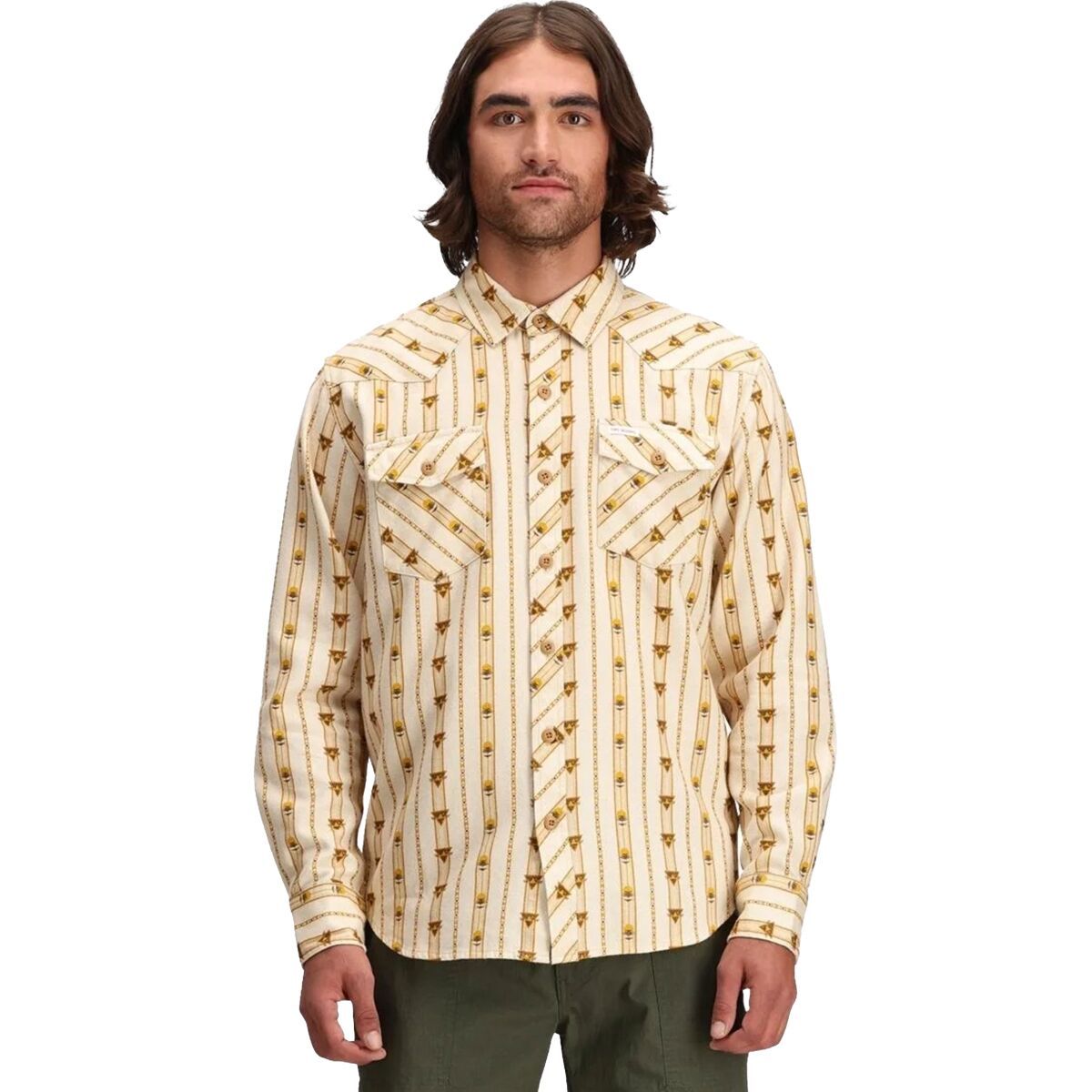 Image of Topo Designs Mountain Plaid Shirt - Men's Mountain Angle Bone White, M