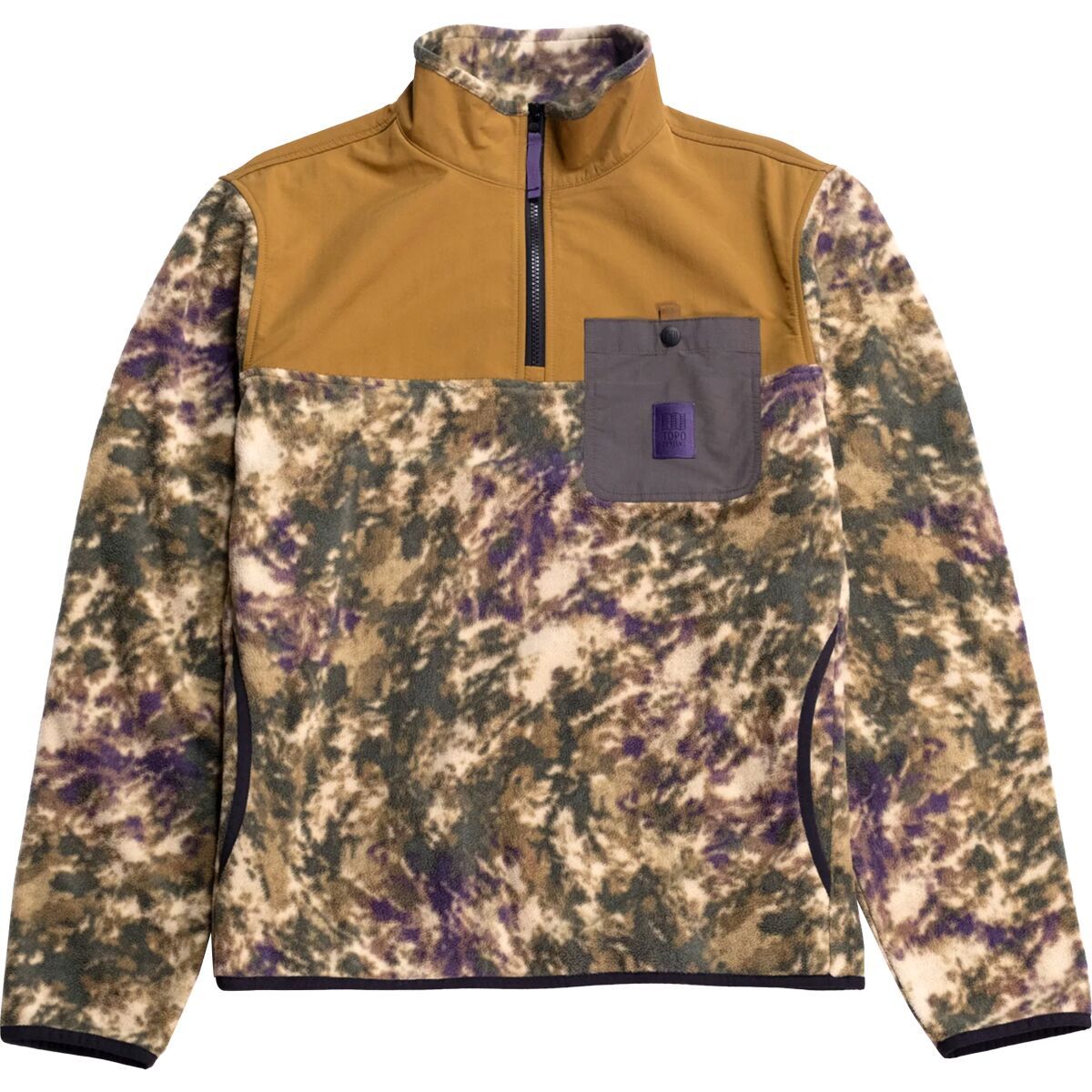 Image of Topo Designs Vista 1/4-Zip Lightweight Fleece - Men's Beetle Storm/Dark Khaki, L