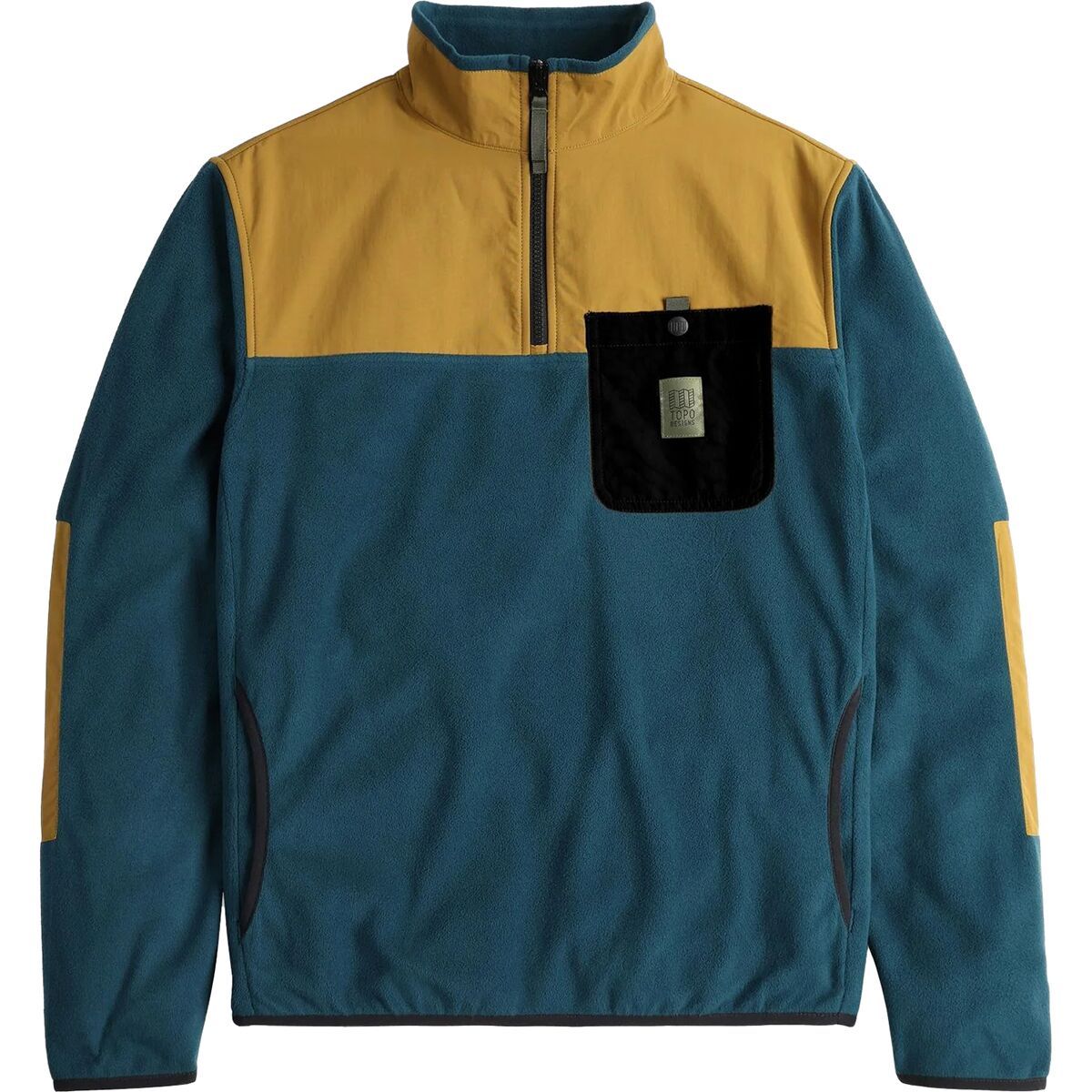Image of Topo Designs Vista 1/4-Zip Lightweight Fleece - Men's Pond Blue/Dark Khaki, M
