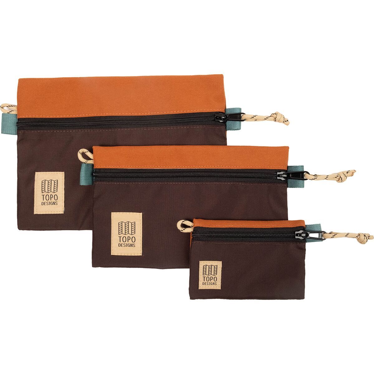 Topo Designs Accessory Bag - 3-pack Clay/Chocolate