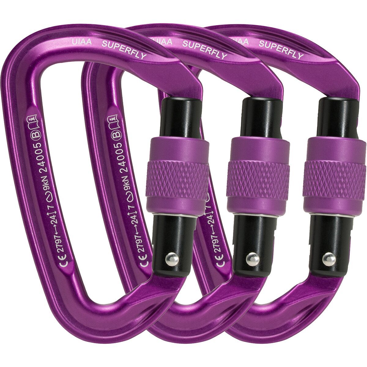 Image of Trango Superfly EVO Carabiner - 3-Pack Purple, One Size