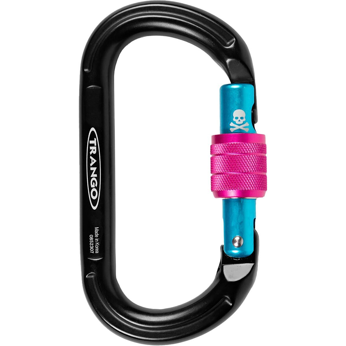 Image of Trango Oval K Screwlock Carabiner Black/Cyan/Pink, One Size