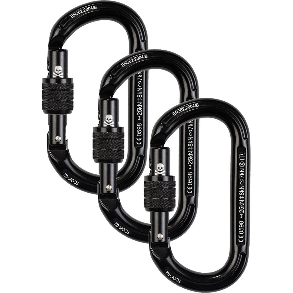 Image of Trango Oval K Screwlock Carabiner - 3-Pack Black, One Size