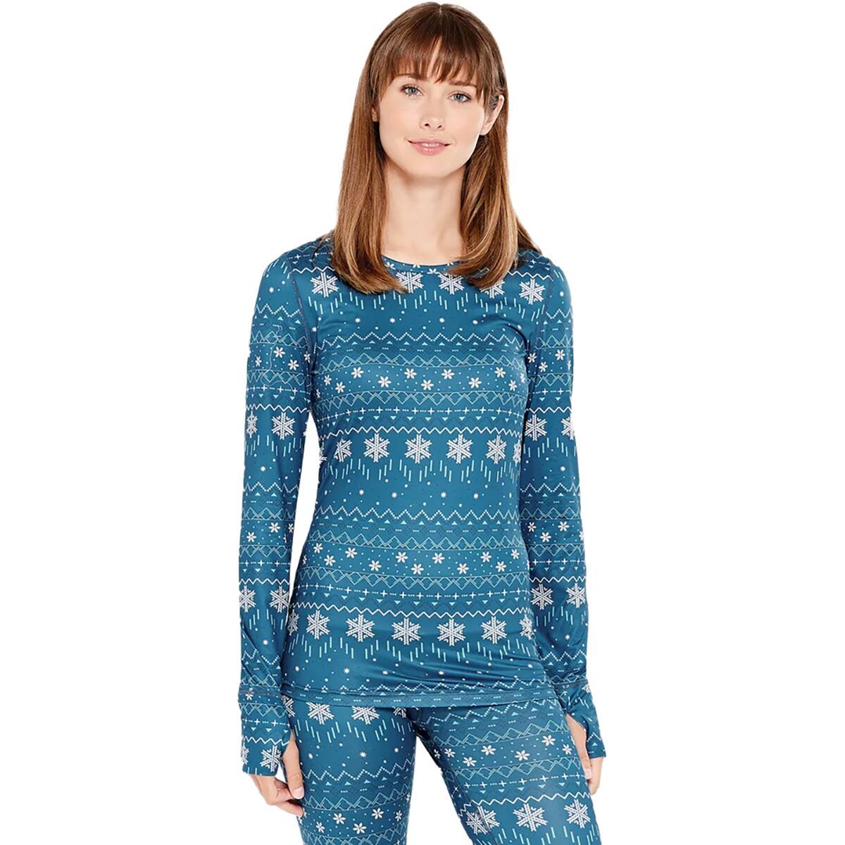 Terramar Cloud Nine Printed Crew Top 2.0 - Women's Falling Fairisle, M