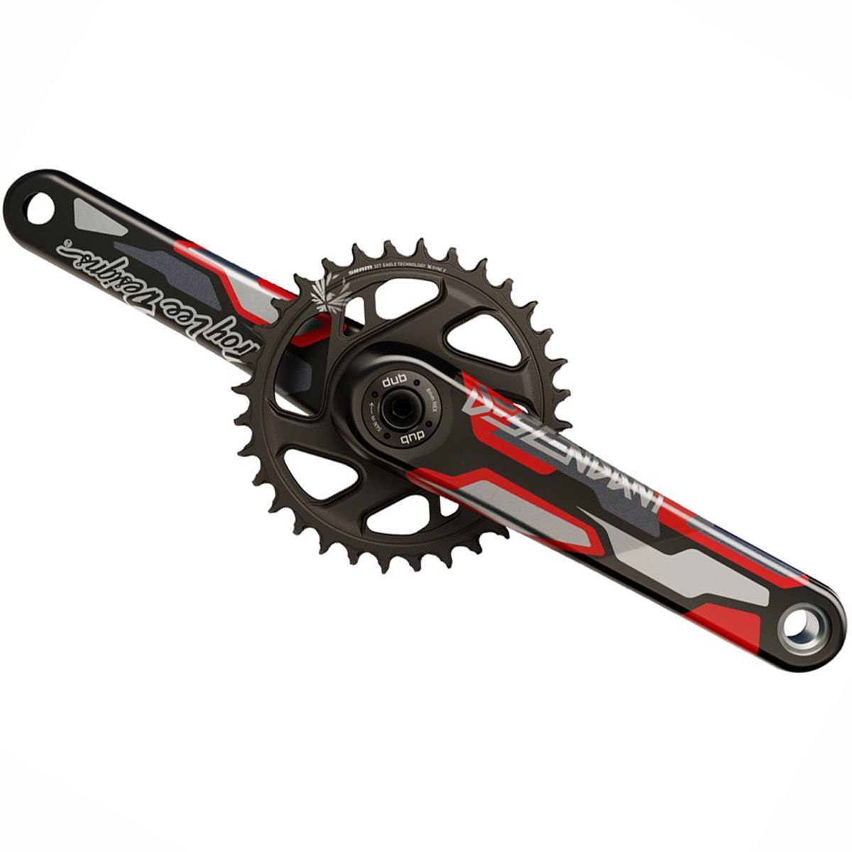 Image of TruVativ Descendant TLD Carbon Eagle DUB Crank - Boost Red, 170mm, 32T