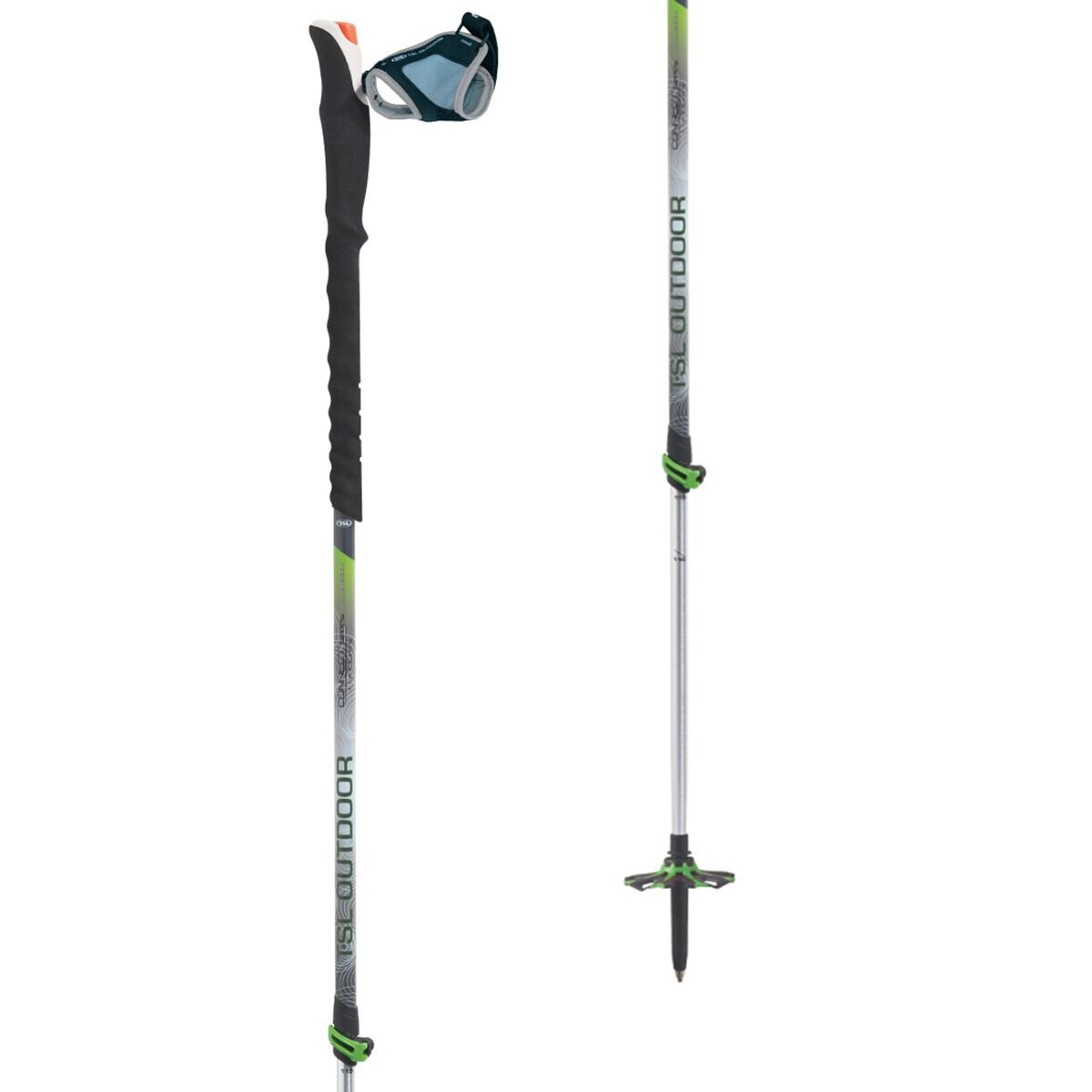 TSL Outdoors Connect Aluminum 2 Cross St P&P Trekking Poles Green, 55.1