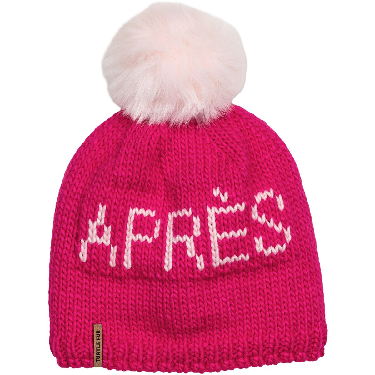 Turtle Fur Apres Pom Beanie Hot Pink, One Size
