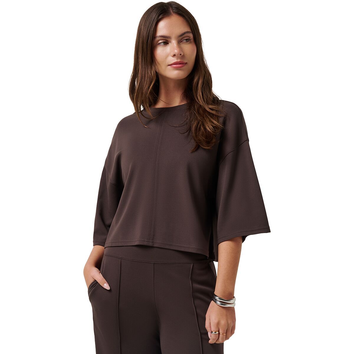 Image of TravisMathew Friday Ponte Top - Women's Coffee Grounds, S