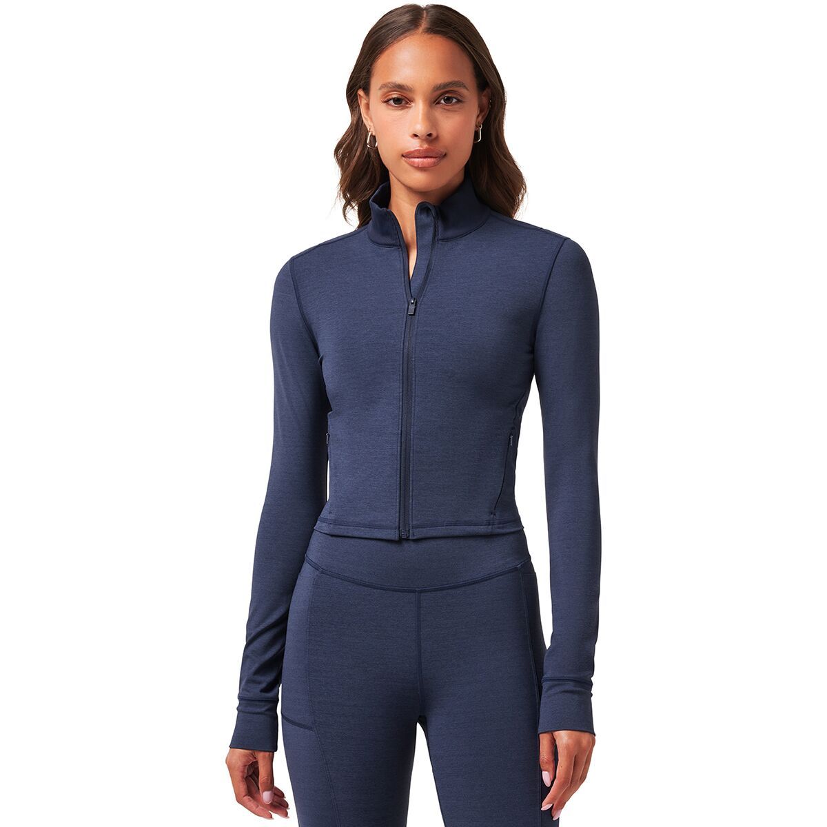 Image of TravisMathew Moveknit Full-Zip Jacket - Women's Heather Navy Blazer, L