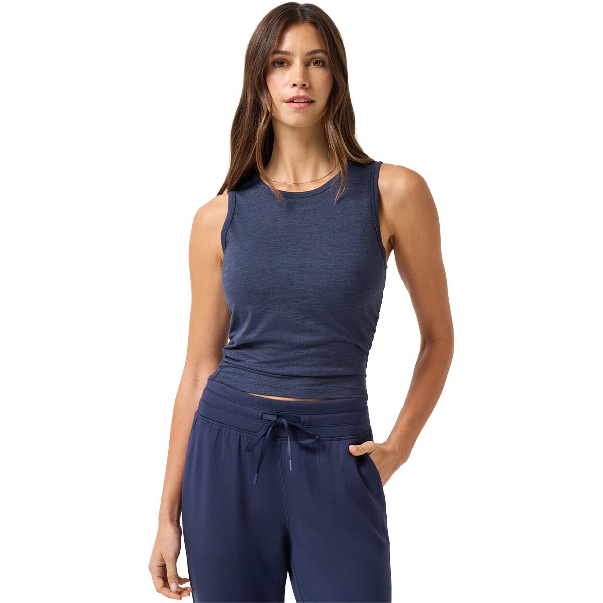 Image of TravisMathew Skyline Jersey Tank Top - Women's Heather Navy Blazer, L