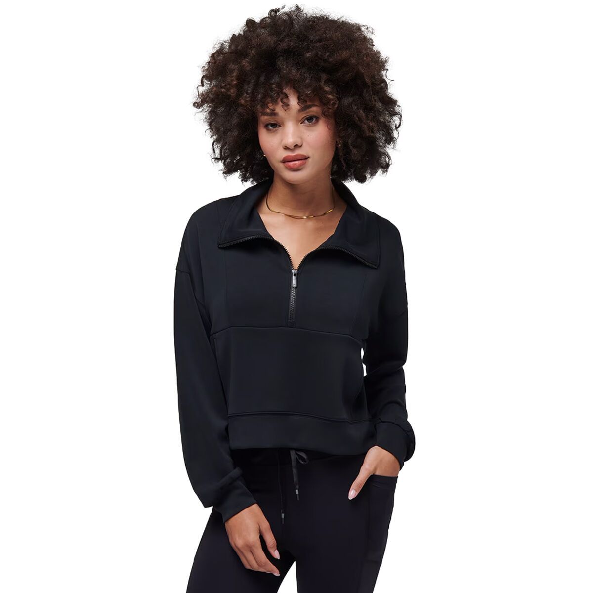 Image of TravisMathew Skyloft Soft 1/2-Zip Pullover - Women's Black, L
