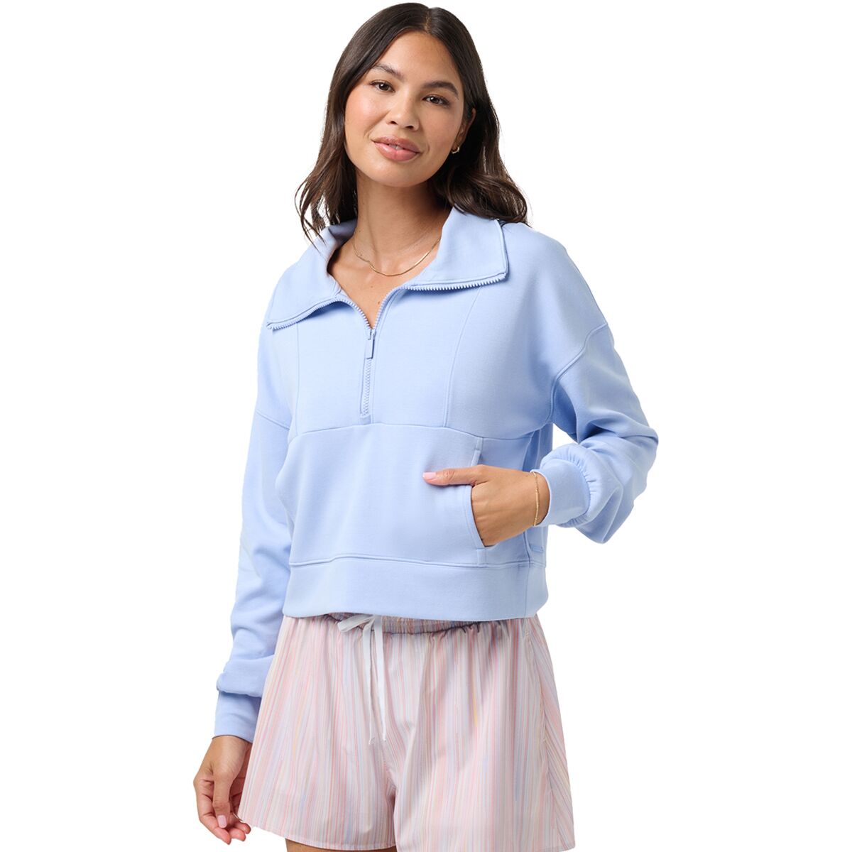 Image of TravisMathew Skyloft Soft 1/2-Zip Pullover - Women's Brunnera Blue, XL