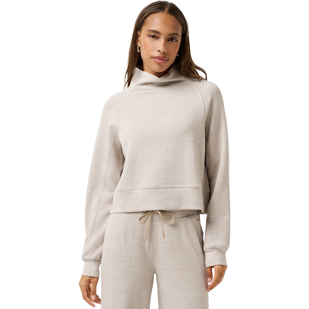 Image of TravisMathew Skyloft Soft Funnel Pullover - Women's Heather Savannah Tan, L