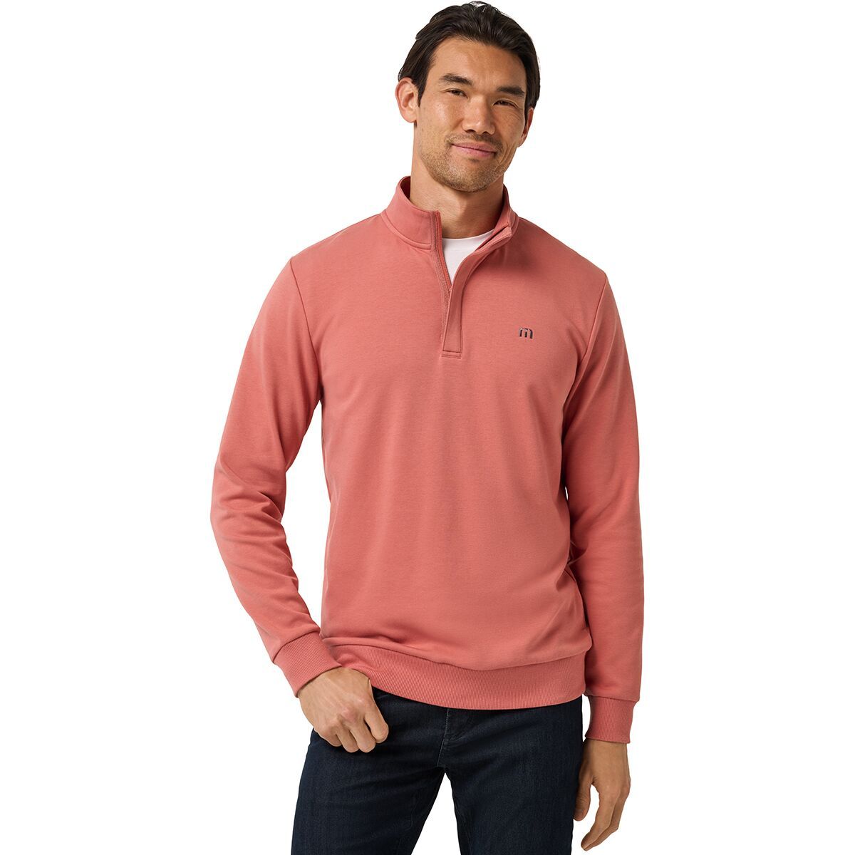 Image of TravisMathew Cloud Quarter Zip 2.0 - Men's Brick Dust, M
