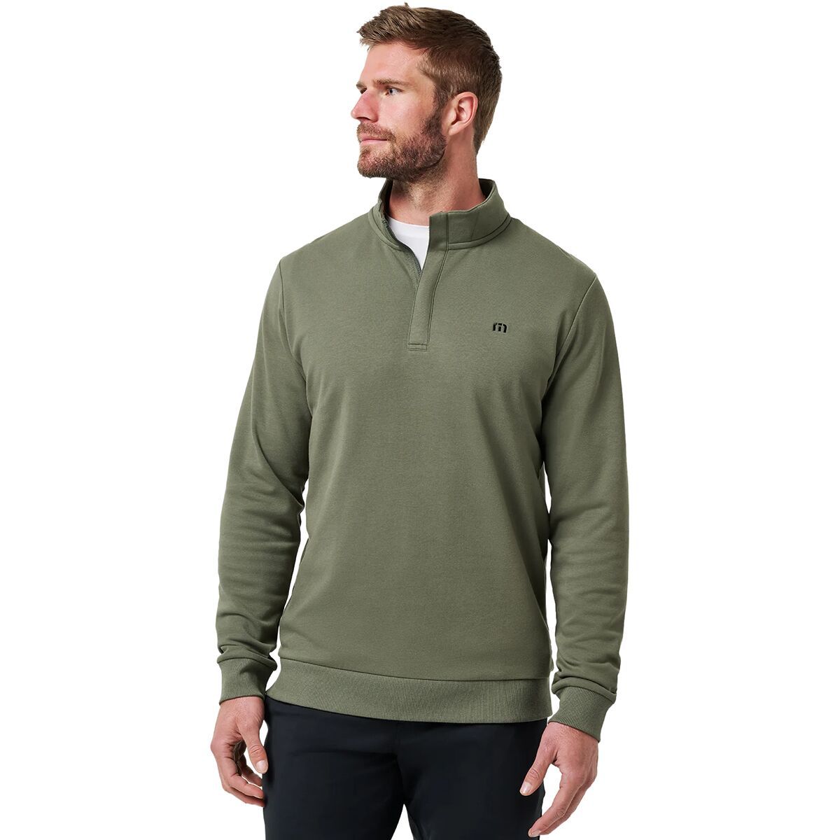 Image of TravisMathew Cloud Quarter Zip 2.0 - Men's Dark Olive, S