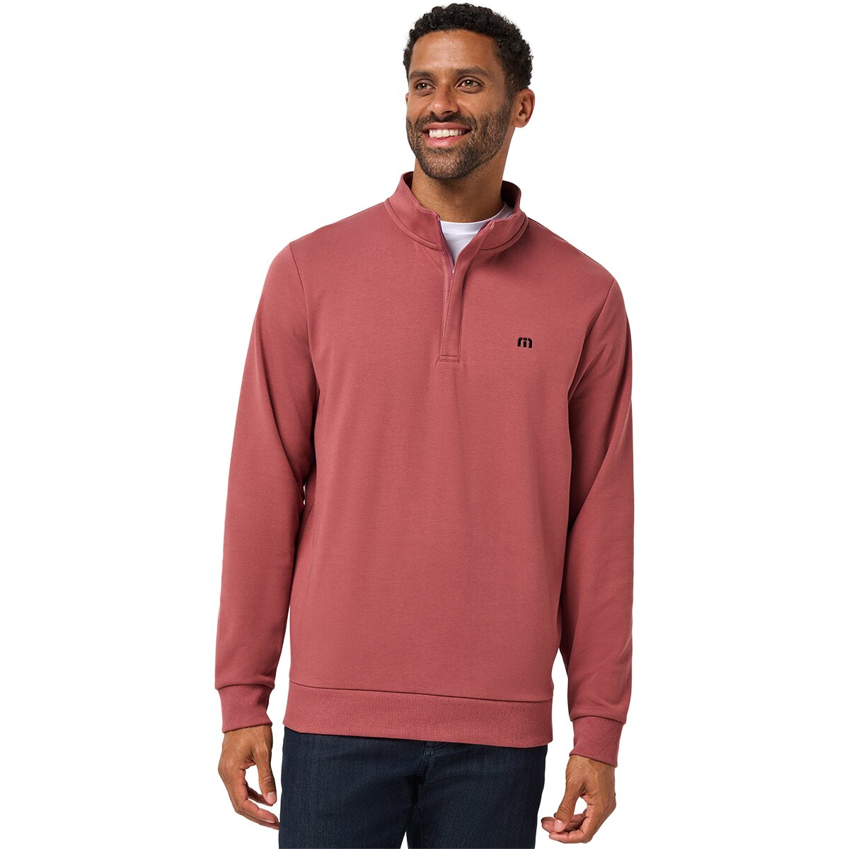Image of TravisMathew Cloud Quarter Zip 2.0 - Men's Roan Rouge, M