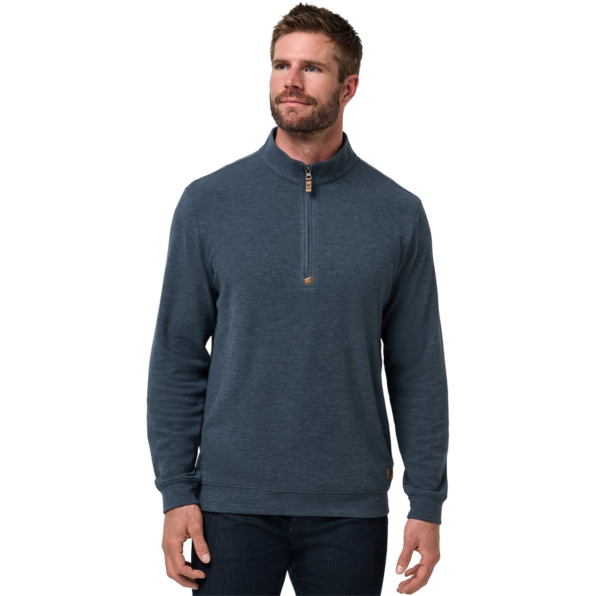 Image of TravisMathew Cloud 1/4-Zip Sweater - Men's Heather Navy, L