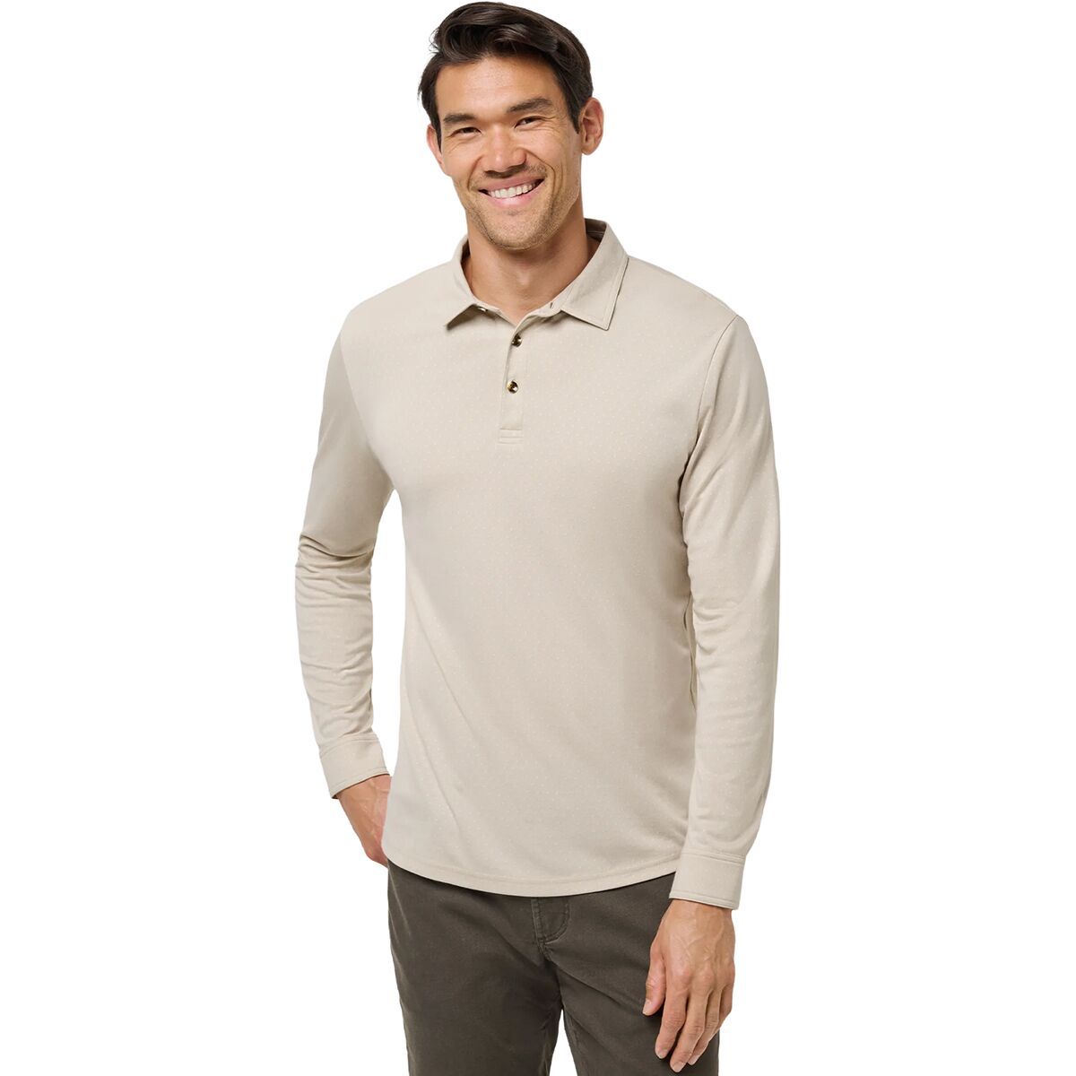 Image of TravisMathew Handsome Town Long-Sleeve Polo - Men's Italian Sand, XL