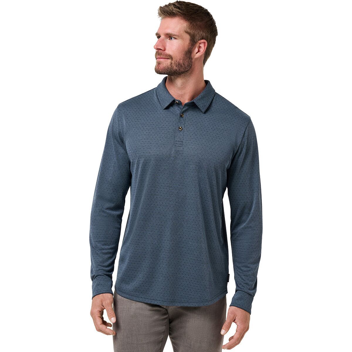 Image of TravisMathew Handsome Town Long-Sleeve Polo - Men's Navy, L