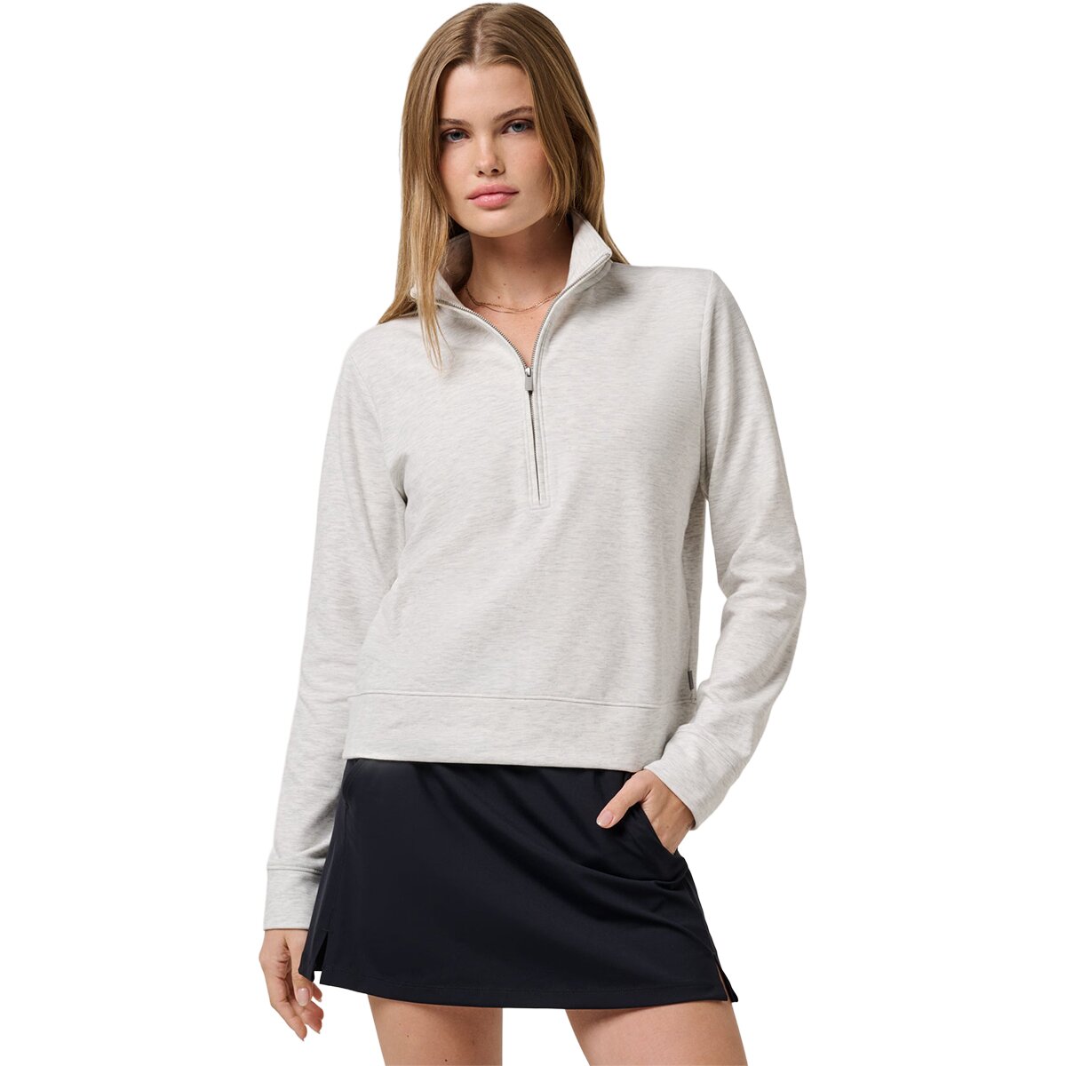 Image of TravisMathew Cloud 1/2-Zip Pullover - Women's Heather Light Grey, S