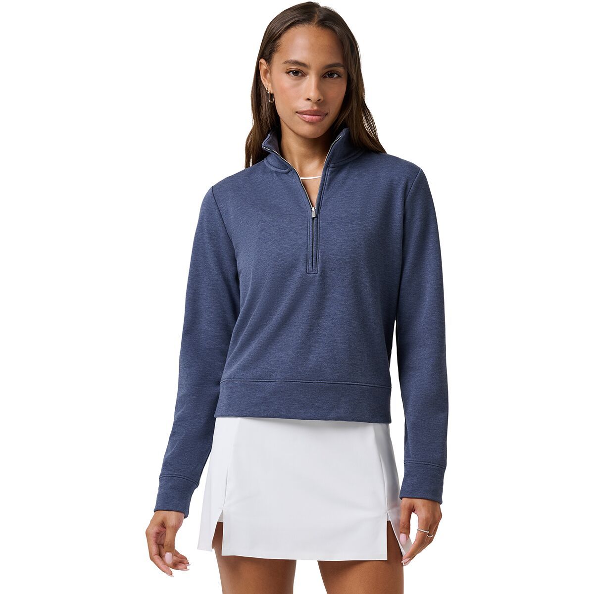 Image of TravisMathew Cloud 1/2-Zip Pullover - Women's Heather Navy Blazer, L