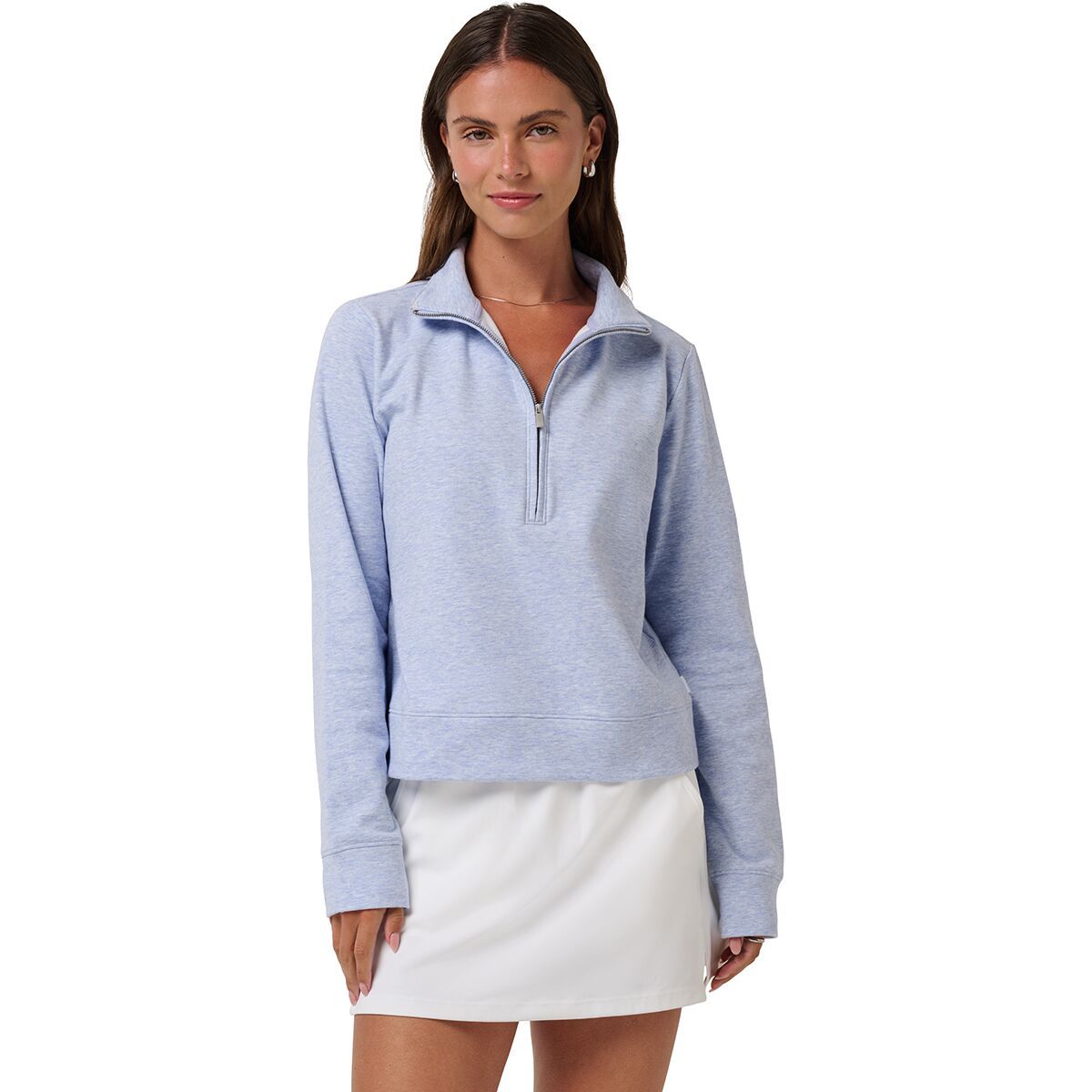 Image of TravisMathew Cloud 1/2-Zip Pullover - Women's Heather Soft Blue, M