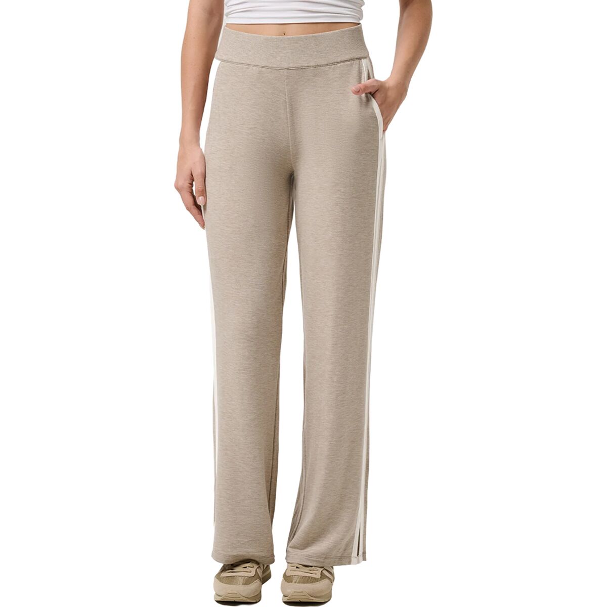 Image of TravisMathew Cloud Terry Varsity Pant - Women's Heather Soft Taupe, M