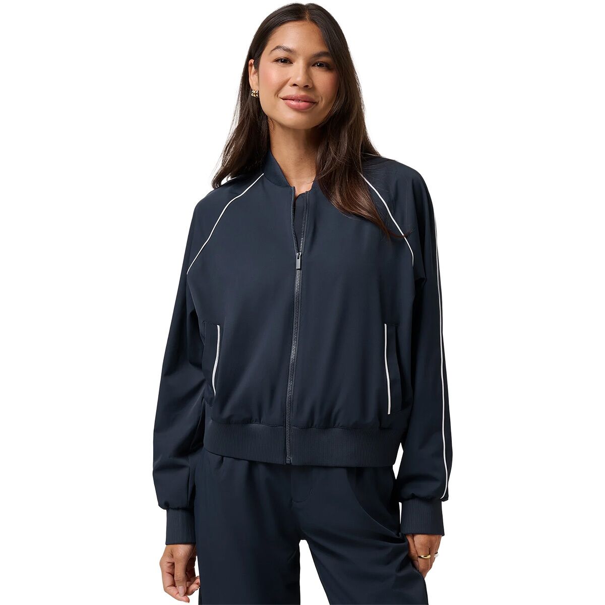 Image of TravisMathew Opening Shot Bomber Jacket - Women's Navy Blazer, XS