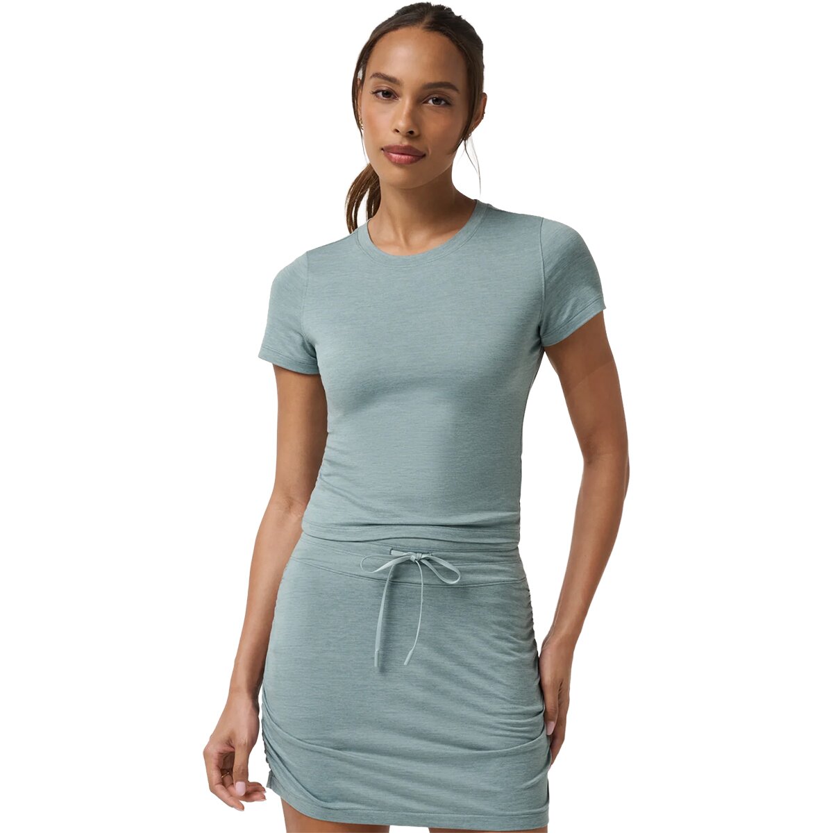 Image of TravisMathew Skyloft Light Short-Sleeve Top - Women's Heather Slate, S