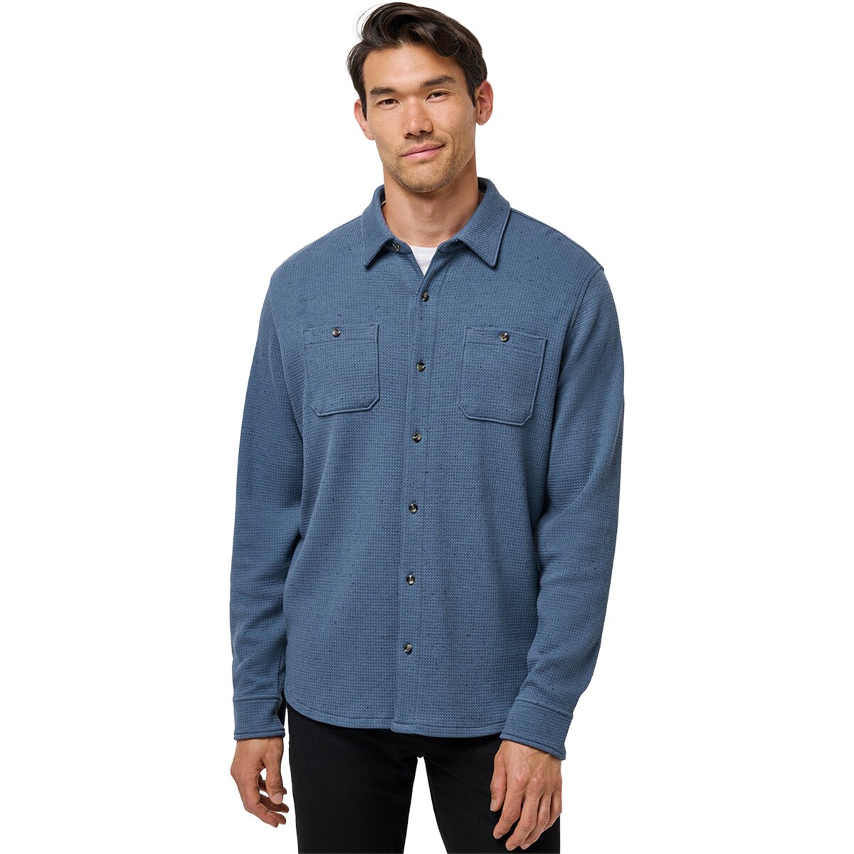 Image of TravisMathew Cloud Waffle Button Shirt - Men's Bering Sea, XXL