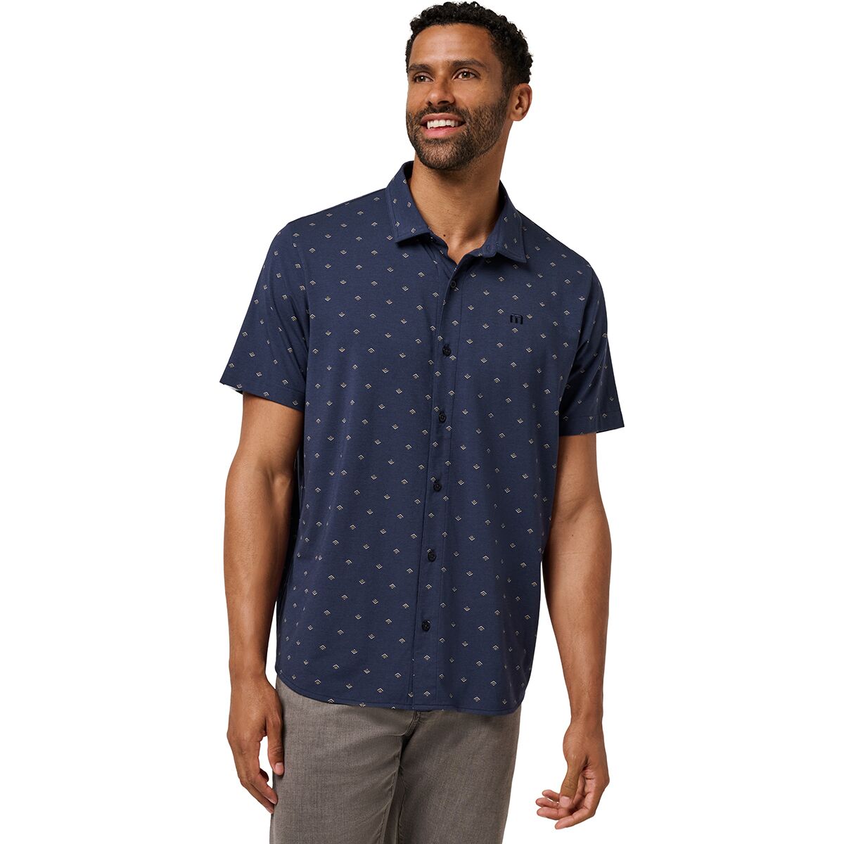 Image of TravisMathew Comfortknit Geo Shirt - Men's Total Eclipse, M