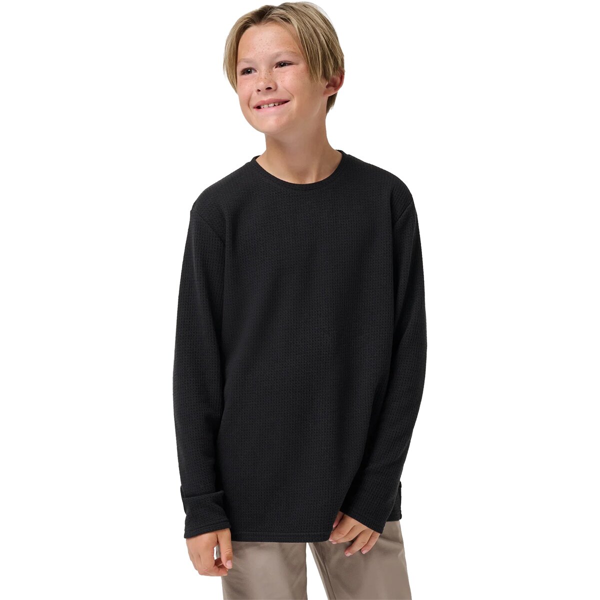 Image of TravisMathew Cloud Waffle Crew Shirt - Kids' Black, M