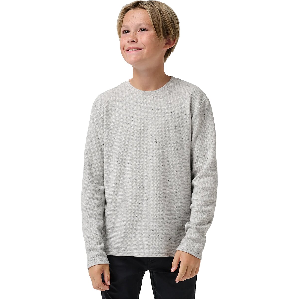 Image of TravisMathew Cloud Waffle Crew Shirt - Kids' Heather Light Grey, L
