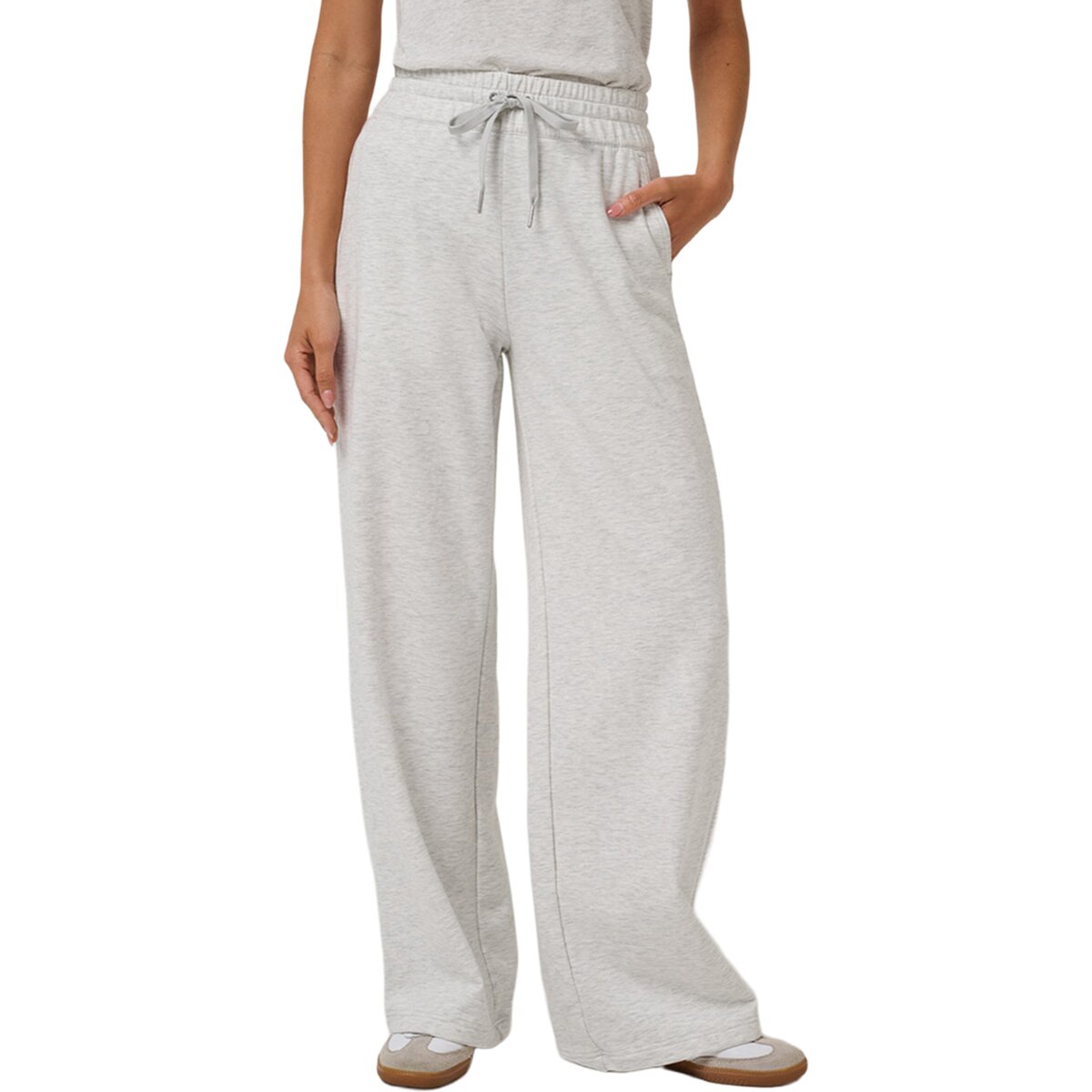 Image of TravisMathew Cloud Fleece Wide Leg Pant - Women's Heather Light Grey, L