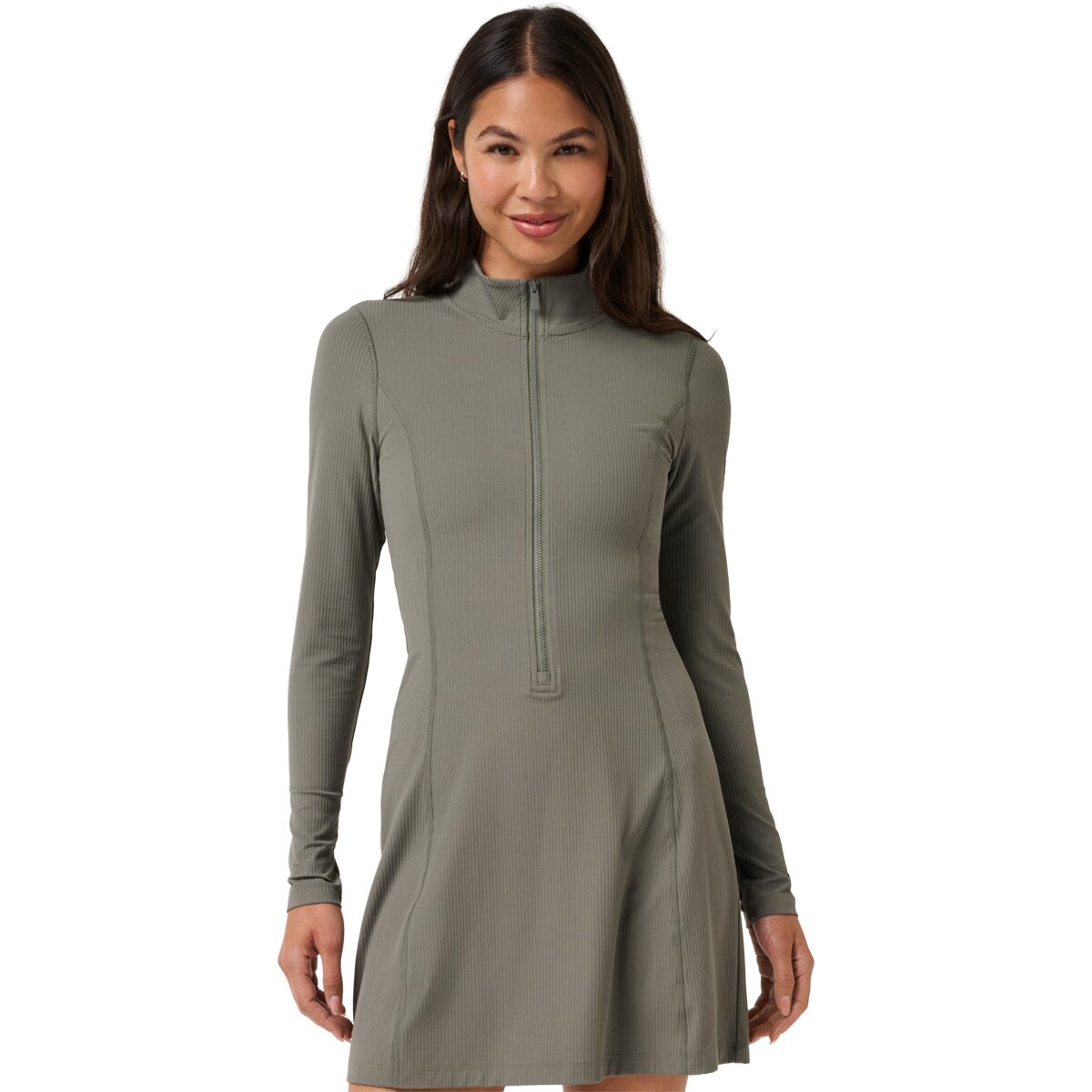 TravisMathew Pulse Long-Sleeve Zip Dress - Women's Olive Smoke, XL