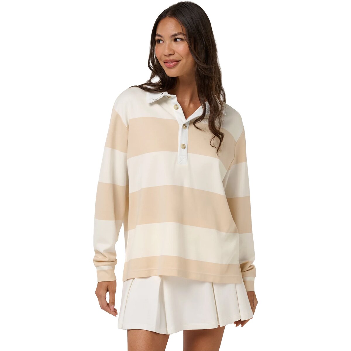 TravisMathew TravisMathew Rugby Polo Top - Women's Brazilian Sand Strip, XL