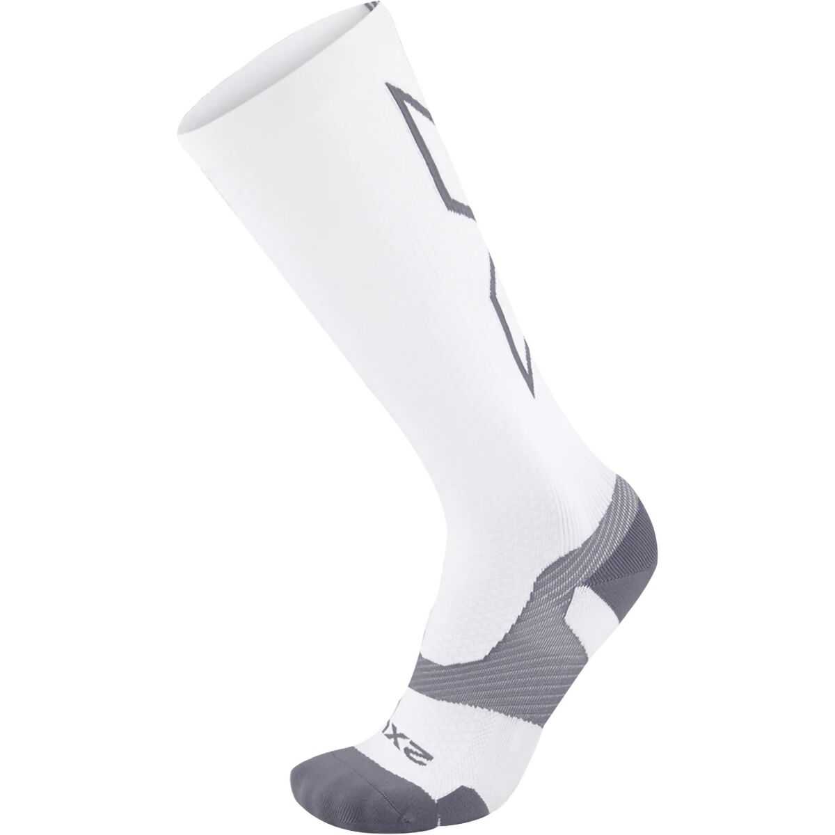 Image of 2XU Vectr Light Cusion Full Length Compression Sock White/Grey, M2