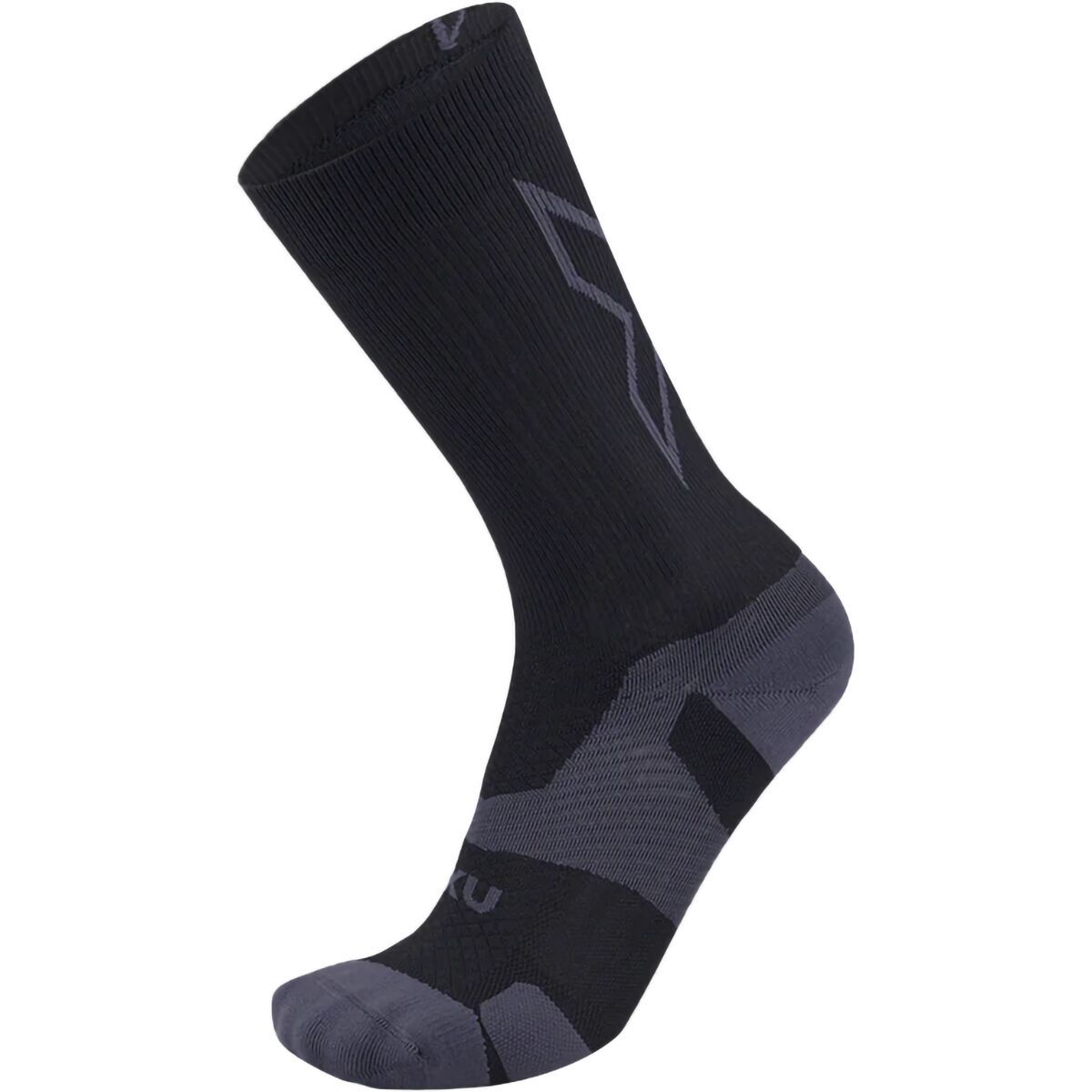 Image of 2XU Vectr Light Cushion Crew Sock Black/Titanium, L