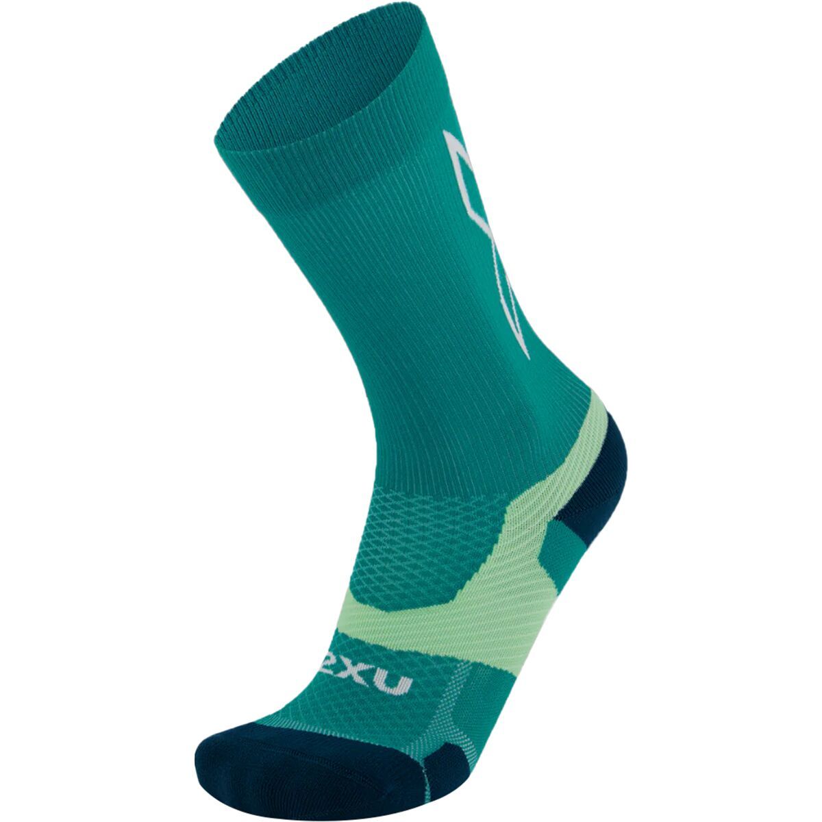 Image of 2XU Vectr Light Cushion Crew Sock Slate Green/Digital Mint, L