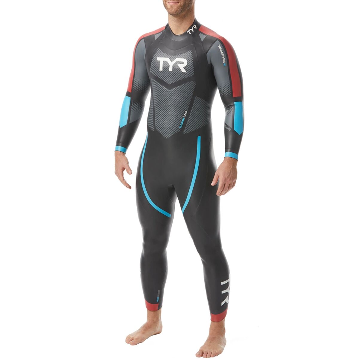 Pre-owned Tyr Hurricane Cat3 Wetsuit - Men's In Black/red/blue