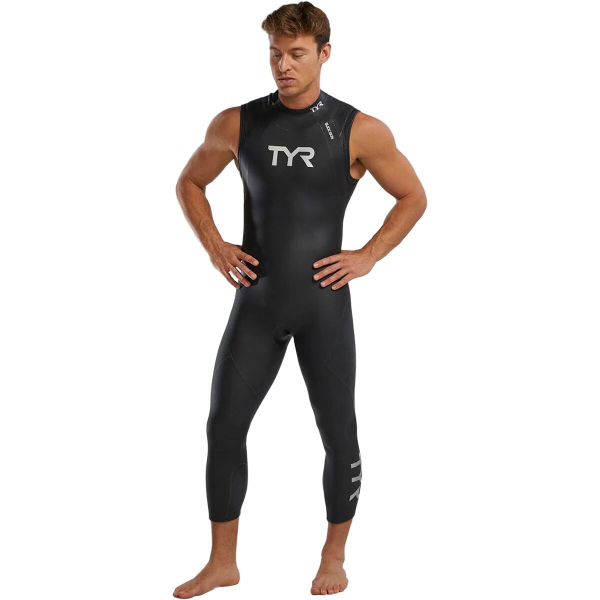 Image of TYR Hurricane CAT1 SVL Wetsuit - Men's Silver/Black, S/M
