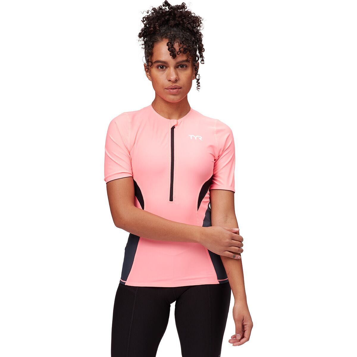 Image of TYR Competitor Short-Sleeve Top - Women's Grey/Coral, S