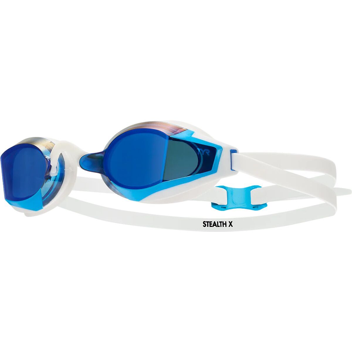 Image of TYR Stealth-X Race Mirrored Goggle Blue/White, One Size